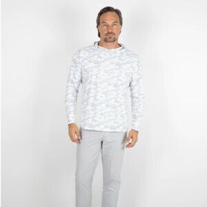 ANDERSON ORD BLACKS BEACH WHITE & GRAY CAMO PERFORMANCE HOODIE XXL GOLF SPF EUC
